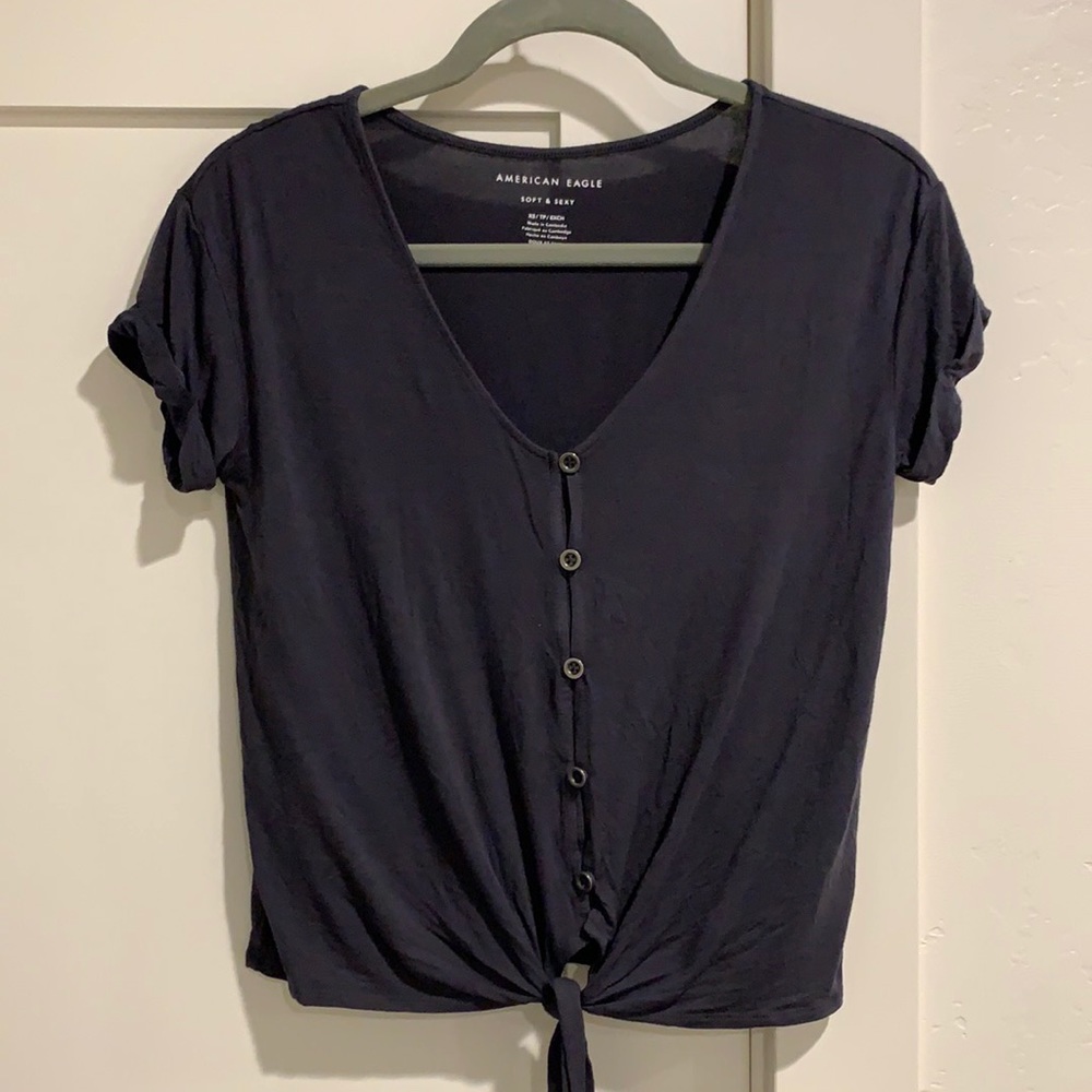 Navy American Eagle Crop Top